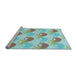 Sideview of Machine Washable Transitional Blue Rug, wshpat3520lblu