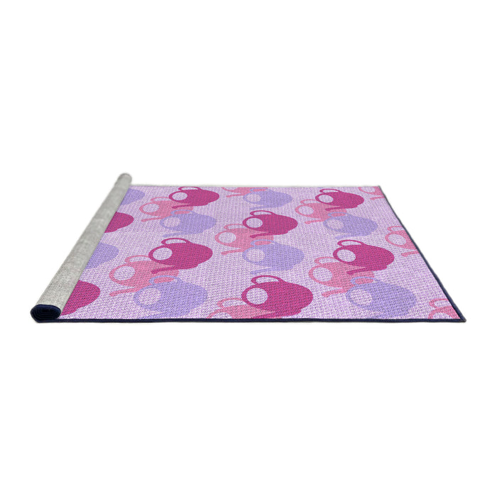 Sideview of Machine Washable Transitional Blossom Pink Rug, wshpat3520pur