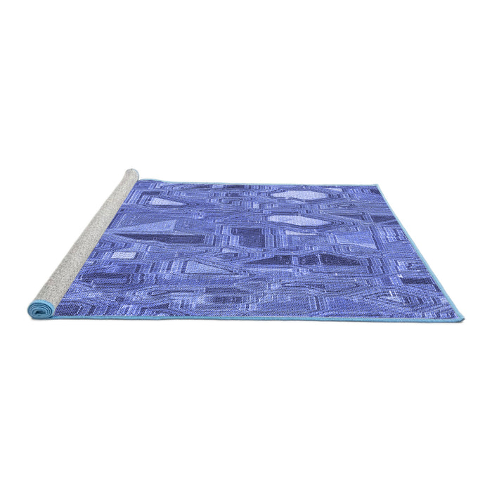 Sideview of Machine Washable Transitional Sky Blue Rug, wshpat3521blu