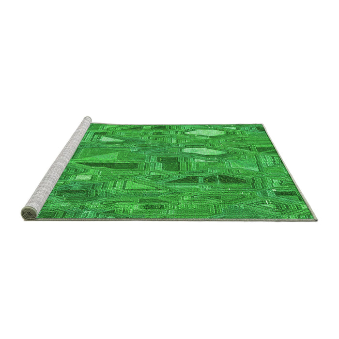 Sideview of Machine Washable Transitional Neon Green Rug, wshpat3521grn