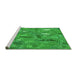 Sideview of Machine Washable Transitional Neon Green Rug, wshpat3521grn