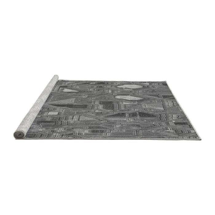 Sideview of Machine Washable Transitional Grey Gray Rug, wshpat3521gry