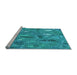 Sideview of Machine Washable Transitional Dark Cyan Green Rug, wshpat3521lblu