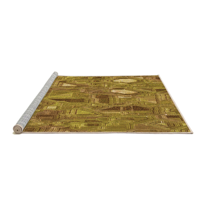 Sideview of Machine Washable Transitional Yellow Rug, wshpat3521org