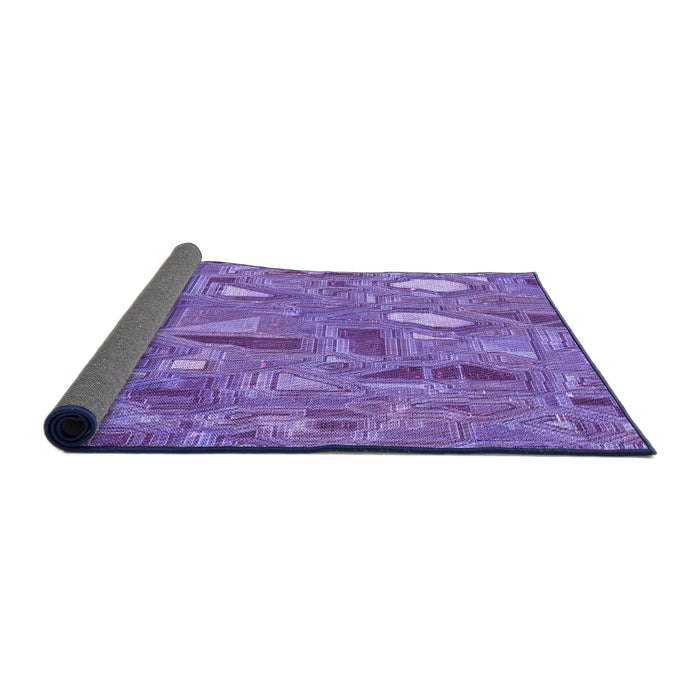 Thickness of Patterned Blue Violet Purple Rug, pat3521pur