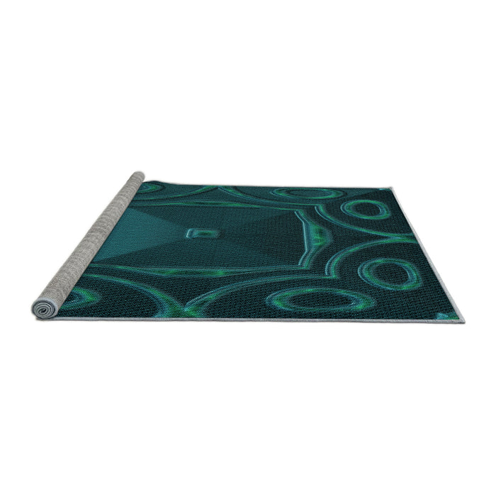 Sideview of Machine Washable Transitional Dark Cyan Green Rug, wshpat3522lblu