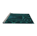 Sideview of Machine Washable Transitional Dark Cyan Green Rug, wshpat3522lblu