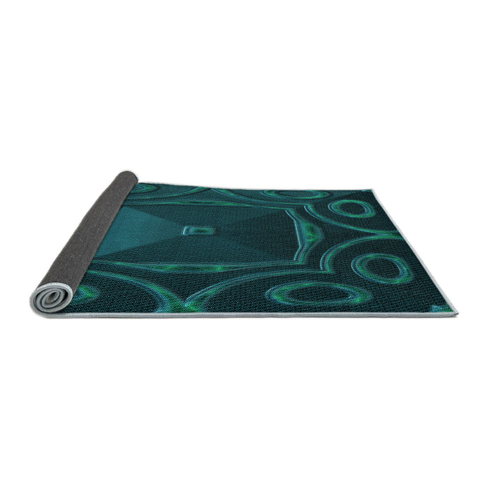 Thickness of Patterned Dark Cyan Green Rug, pat3522lblu