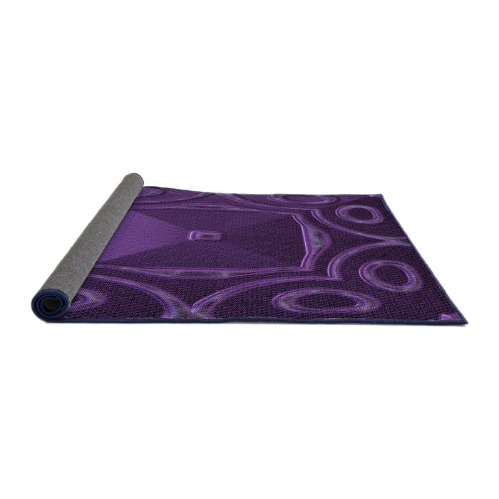 Thickness of Patterned Dark Purple Rug, pat3522pur