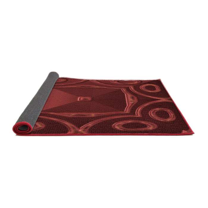 Thickness of Patterned Maroon Red Rug, pat3522rd