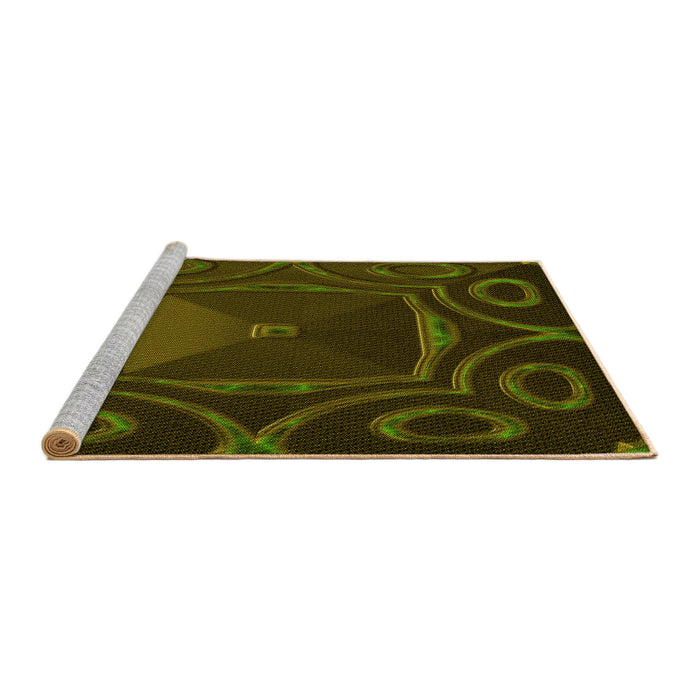 Sideview of Machine Washable Transitional Black Brown Rug, wshpat3522yw