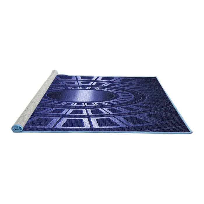 Sideview of Machine Washable Transitional Night Blue Rug, wshpat3523blu