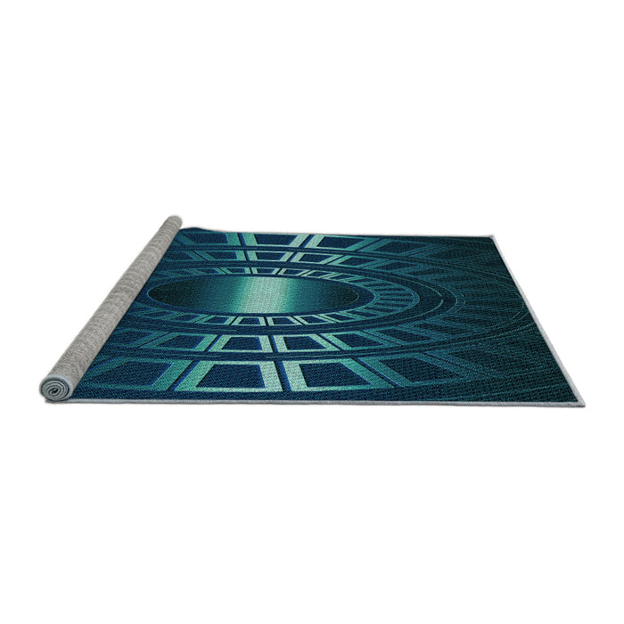 Sideview of Machine Washable Transitional Blue Rug, wshpat3523lblu