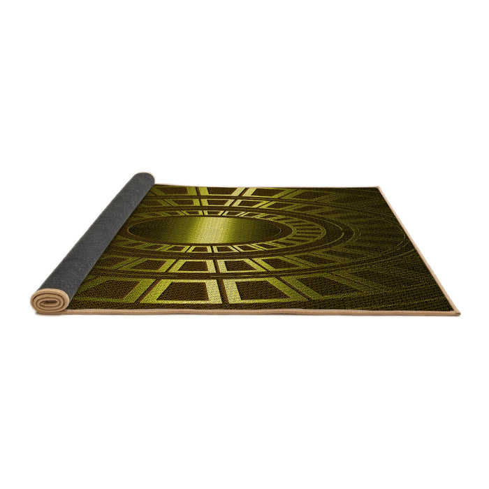 Thickness of Patterned Dark Yellow Green Rug, pat3523yw