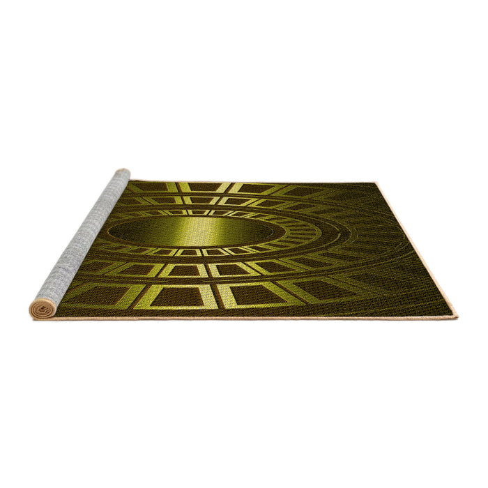 Sideview of Machine Washable Transitional Dark Yellow Green Rug, wshpat3523yw