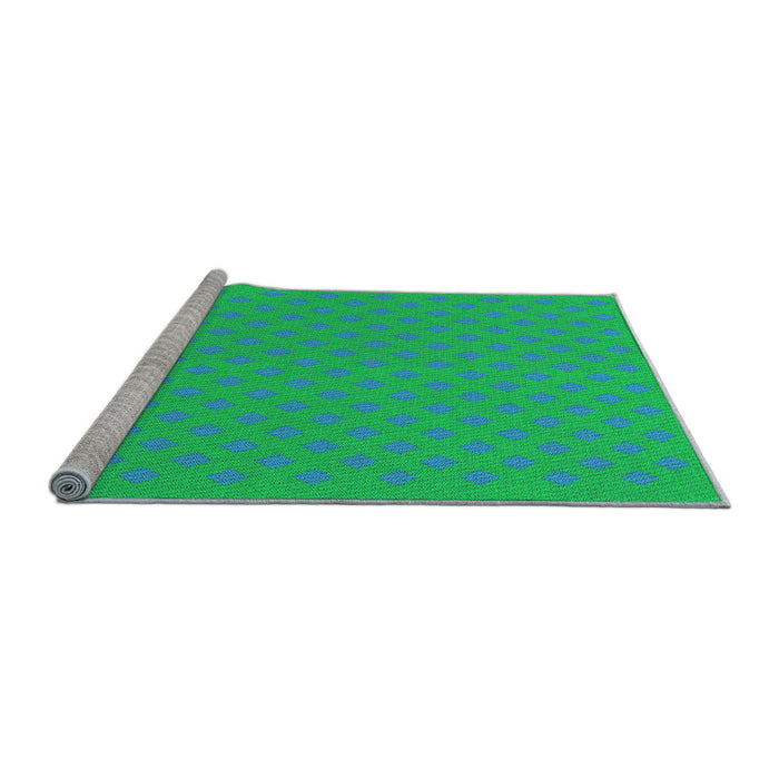 Sideview of Machine Washable Transitional Neon Green Rug, wshpat3524lblu