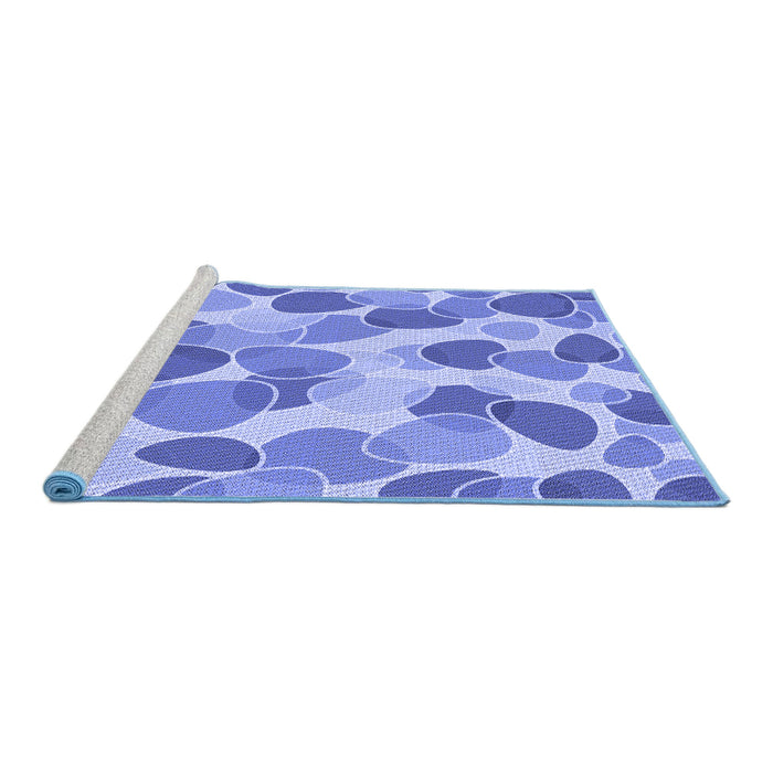 Sideview of Machine Washable Transitional Jeans Blue Rug, wshpat3525blu