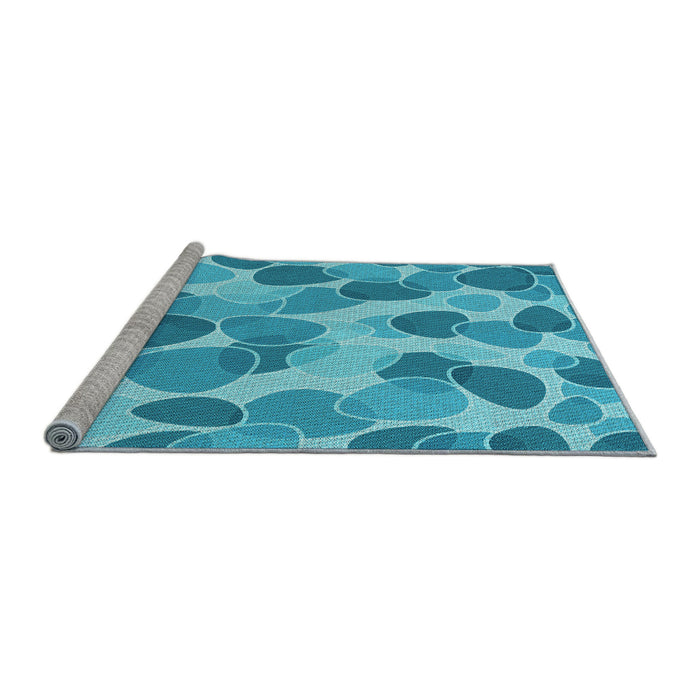 Sideview of Machine Washable Transitional Bright Turquoise Blue Rug, wshpat3525lblu