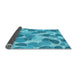 Thickness of Patterned Bright Turquoise Blue Rug, pat3525lblu