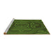 Sideview of Machine Washable Transitional Dark Forest Green Rug, wshpat3526brn