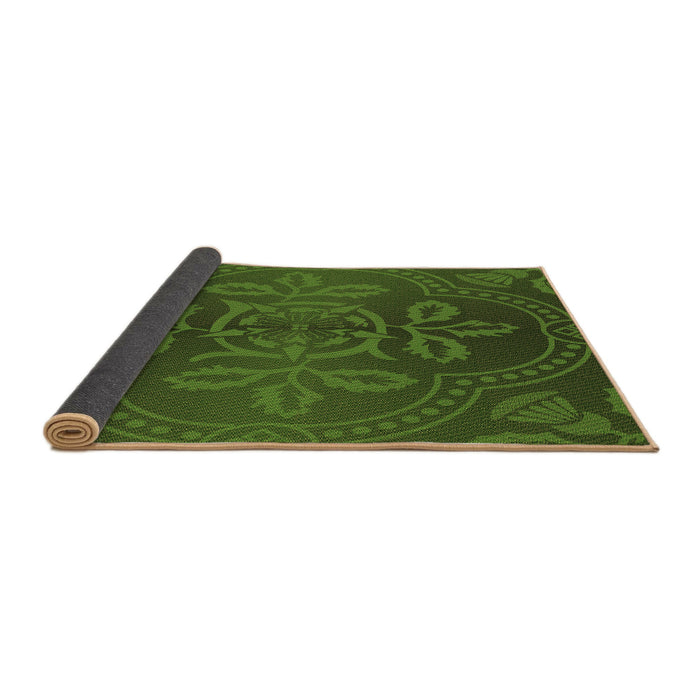 Thickness of Patterned Dark Forest Green Rug, pat3526brn
