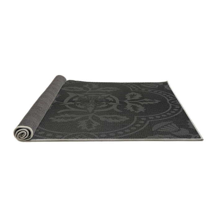 Thickness of Patterned Charcoal Black Rug, pat3526gry