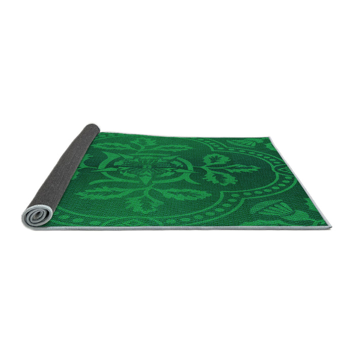 Thickness of Patterned Deep Emerald Green Rug, pat3526lblu