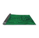 Thickness of Patterned Deep Emerald Green Rug, pat3526lblu