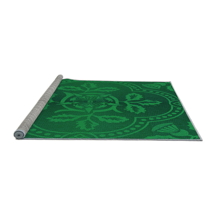 Sideview of Machine Washable Transitional Deep Emerald Green Rug, wshpat3526lblu