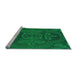 Sideview of Machine Washable Transitional Deep Emerald Green Rug, wshpat3526lblu