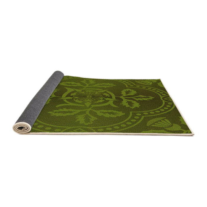 Thickness of Patterned Dark Forest Green Rug, pat3526org