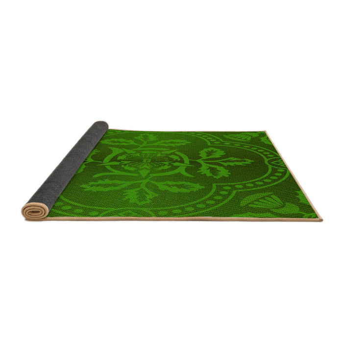 Thickness of Patterned Deep Emerald Green Rug, pat3526yw