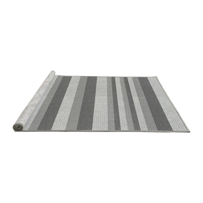 Sideview of Machine Washable Transitional Platinum Silver Gray Rug, wshpat3528gry