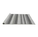 Sideview of Machine Washable Transitional Platinum Silver Gray Rug, wshpat3528gry