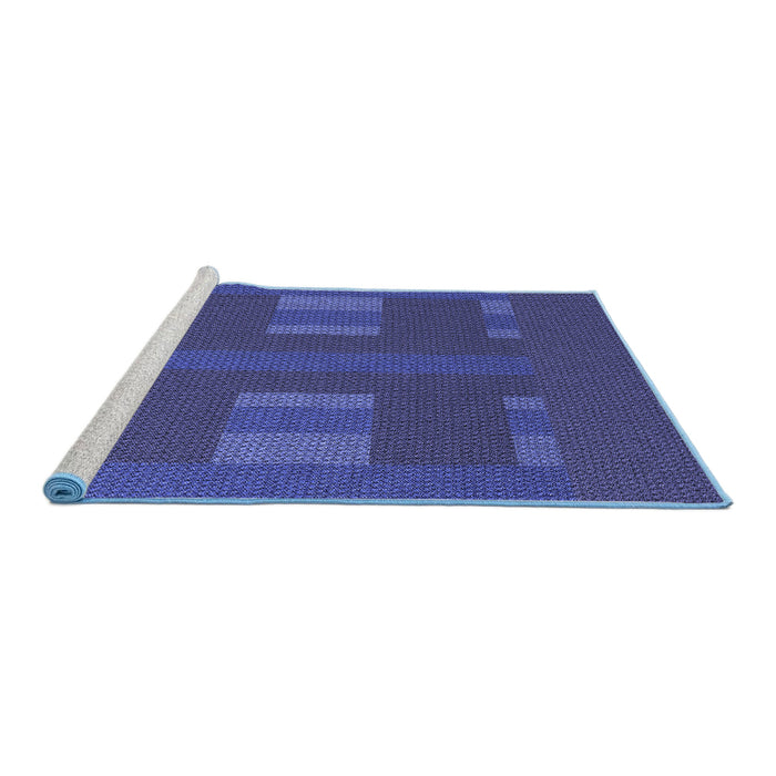 Sideview of Machine Washable Transitional Blue Rug, wshpat3529blu