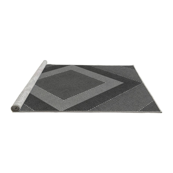 Sideview of Machine Washable Transitional Dark Gray Black Rug, wshpat3531gry