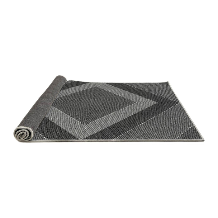 Thickness of Patterned Dark Gray Black Rug, pat3531gry