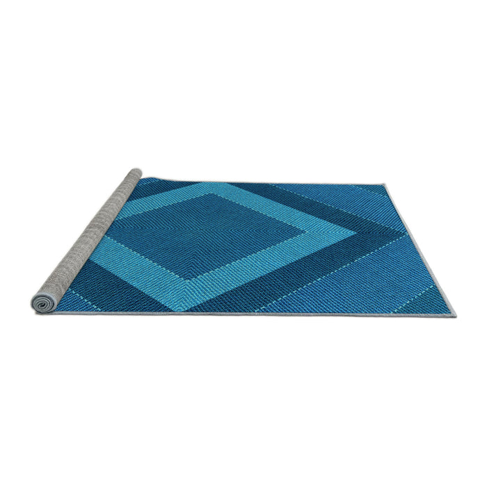 Sideview of Machine Washable Transitional Blueberry Blue Rug, wshpat3531lblu