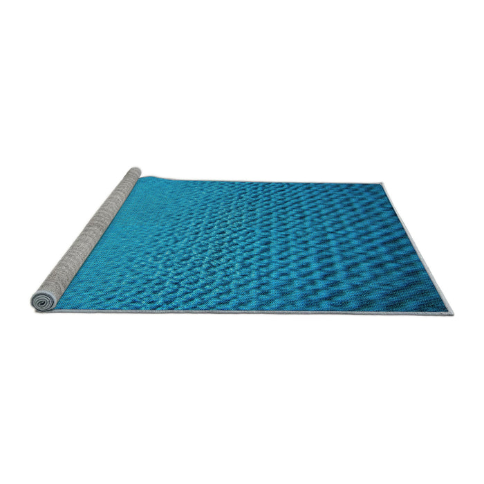 Sideview of Machine Washable Transitional Blue Rug, wshpat3532lblu