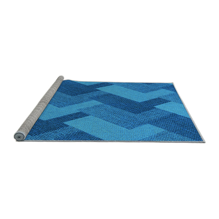 Sideview of Machine Washable Transitional Blue Rug, wshpat3534lblu