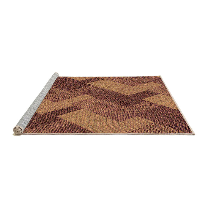 Sideview of Machine Washable Transitional Brown Red Rug, wshpat3534org