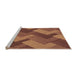 Sideview of Machine Washable Transitional Brown Red Rug, wshpat3534org