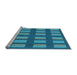 Sideview of Machine Washable Transitional Blue Rug, wshpat3535lblu