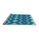 Sideview of Machine Washable Transitional Blue Rug, wshpat3536lblu