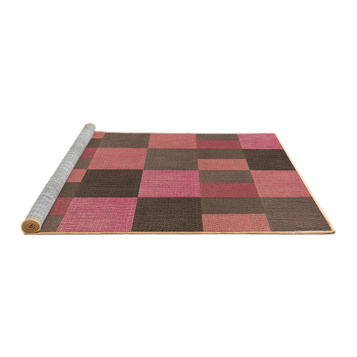 Sideview of Machine Washable Transitional Copper Red Pink Rug, wshpat3537brn