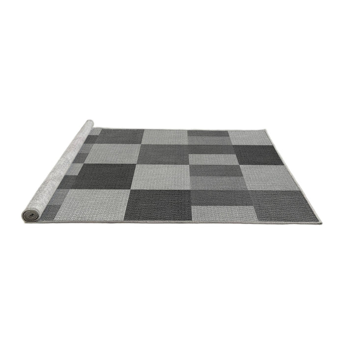 Sideview of Machine Washable Transitional Grey Gray Rug, wshpat3537gry
