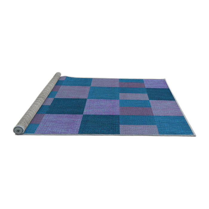 Sideview of Machine Washable Transitional Blue Rug, wshpat3537lblu