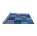 Sideview of Machine Washable Transitional Blue Rug, wshpat3537lblu