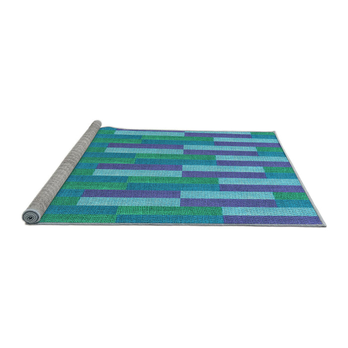 Sideview of Machine Washable Transitional Bright Turquoise Blue Rug, wshpat3538lblu