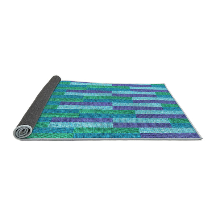 Thickness of Patterned Bright Turquoise Blue Rug, pat3538lblu